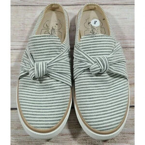 Margaritaville Women's Sailor Slip On Shoes Size 8 Canvas Stripes Knotted